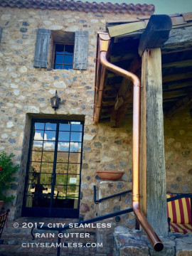 European Style Copper Rain Gutters on the Golf Course 